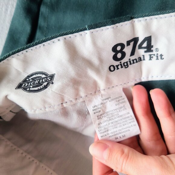 Dickies 874 Original Fit Straight Leg Dark Green Cotton Trouser Pants W36 x L32 - Picture 4 of 7